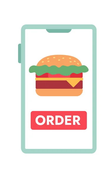 Schermo Del Telefono Cellulare Con App Consegna Fast Food Oggetto — Vettoriale Stock