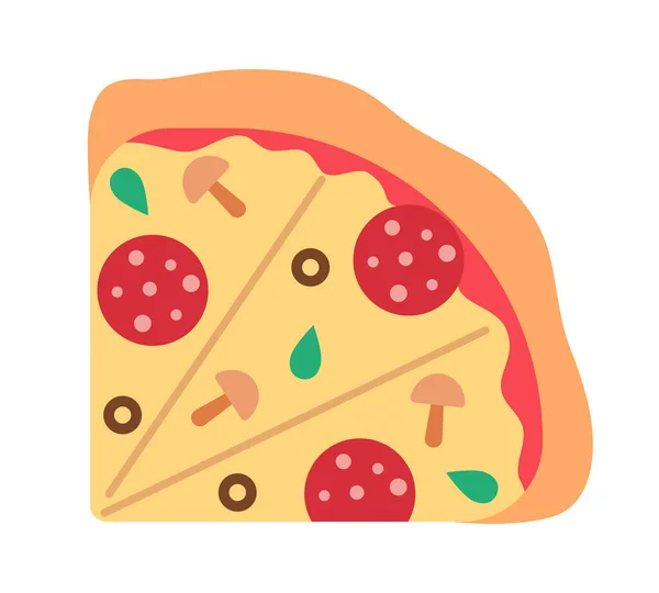 Quart Pizza Semi Plat Couleur Vecteur Objet Savoureux Goûter Fait — Image vectorielle