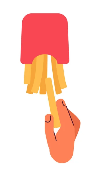 Dégustation Fast Food Croustillant Frites Semi Plat Couleur Vecteur Première — Image vectorielle