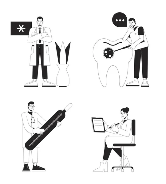 Health Care Professionals Concept Vector Spot Illustrations Pack Specialist Flat — Stock Vector