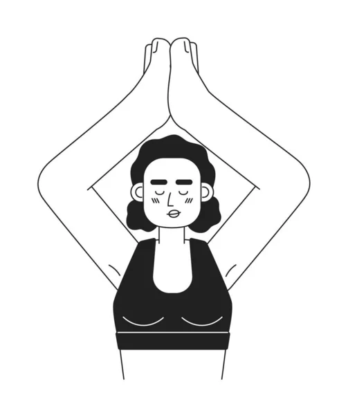 Mujer Estirándose Yoga Pose Monocromática Plana Vectorial Carácter Vida Activa — Vector de stock