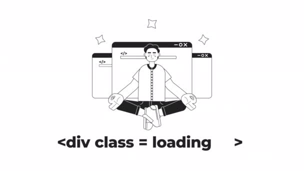 Geanimeerde Div Klasse Lader Programmeercursus Flash Bericht Video Beelden Monochroom — Stockvideo