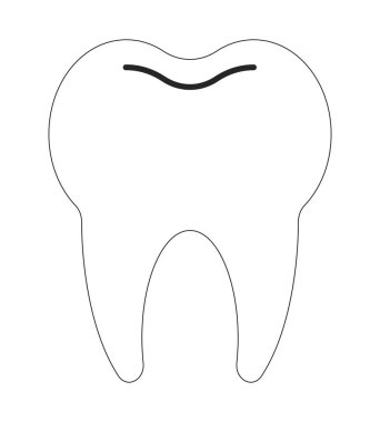İnsan dişi düz çizgi siyah beyaz vektör nesnesi. Seramik diş implantı. Diş anatomisi. Düzenlenebilir çizgi film stili simgesi. Web grafik tasarımı ve animasyonu için basit izole edilmiş nokta çizimi çizimi