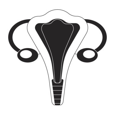 Dişi üreme sistemi düz çizgi siyah beyaz vektör nesnesi. İç anatomi. Düzenlenebilir çizgi film stili simgesi. Web grafik tasarımı ve animasyonu için basit izole edilmiş nokta çizimi çizimi