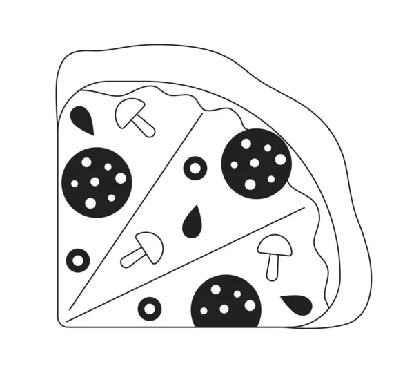 Viertel Der Pizza Monochromen Flachen Vektorobjekt Leckere Hausgemachte Snacks Fast — Stockvektor