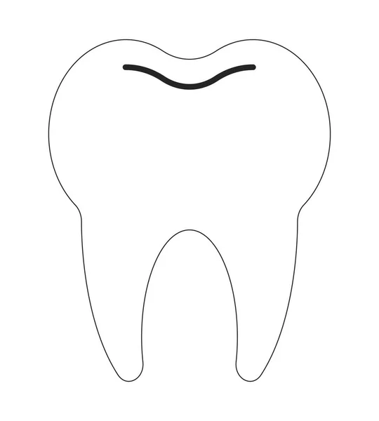 Dente Humano Linha Plana Preto Vetor Branco Objeto Implante Dentário — Vetor de Stock
