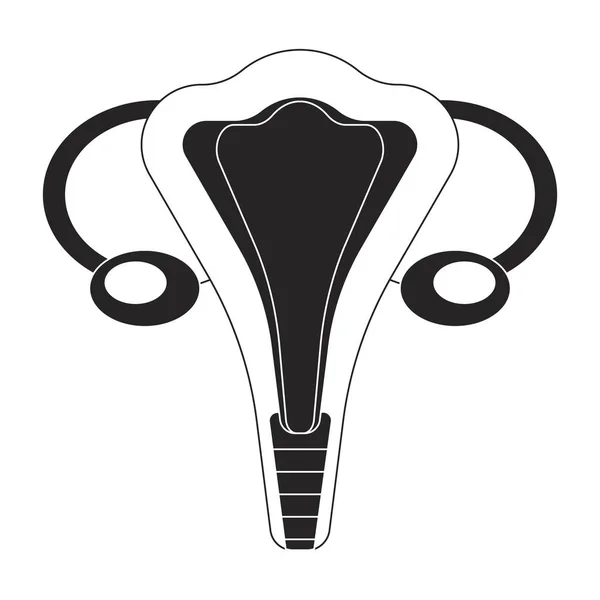 Sistema Reproductivo Femenino Línea Plana Negro Blanco Vector Objeto Anatomía — Archivo Imágenes Vectoriales