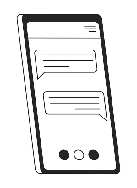Tilted Mobile Phone Conversation Messenger Flat Line Black White Vector — Stock Vector