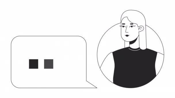 Χρήστης Φούσκα Συνομιλίας Animation Κινούμενη Γυναίκα Avatar Πληκτρολογώντας Απάντηση Επίπεδη — Αρχείο Βίντεο