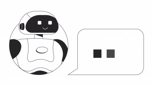 Com Animação Bolha Chat Robô Animado Avatar Caráter Linha Fina — Vídeo de Stock