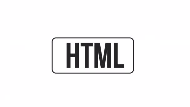Animated Html Button Black White Thin Line Icon Video Footage — Stock Video
