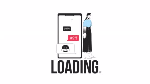 Cybermobbning Laddare Animation Sorgligt Att Offret Får Meddelanden Flash Meddelande — Stockvideo
