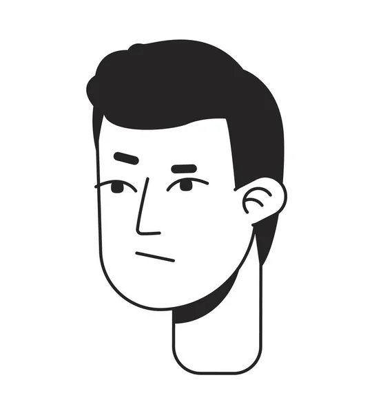 眉平線の単色ベクトル文字頭を上げる混乱した男 シンプルなアウトラインアバターアイコン 編集可能な漫画ユーザーの肖像画 Webグラフィックデザインとアニメーションのためのリニアスポットイラスト — ストックベクタ