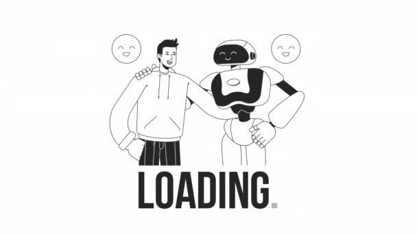 Człowiek Collab Ładowarka Animacja Wspólna Praca Robotem Nagranie Wideo Izolowany — Wideo stockowe