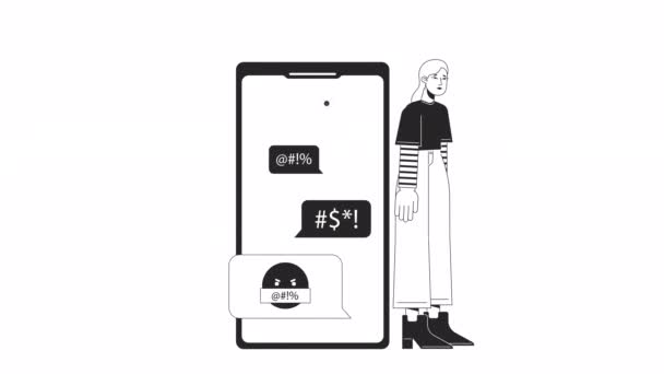 Online Harassment Animation Animated Cyber Abuse Victim Receiving Threats Flat — Stock Video