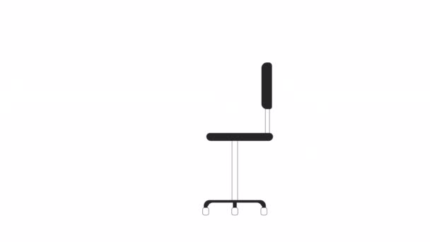 Animated Moving Office Chair Black White Thin Line Icon Video — Stock Video