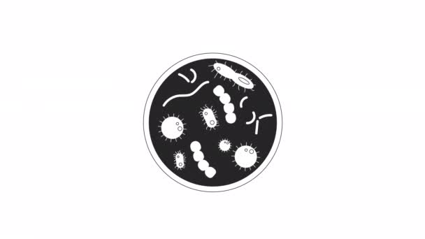 Animasyon Bakteri Petri Kabı Web Tasarımı Için Siyah Beyaz Çizgi — Stok video