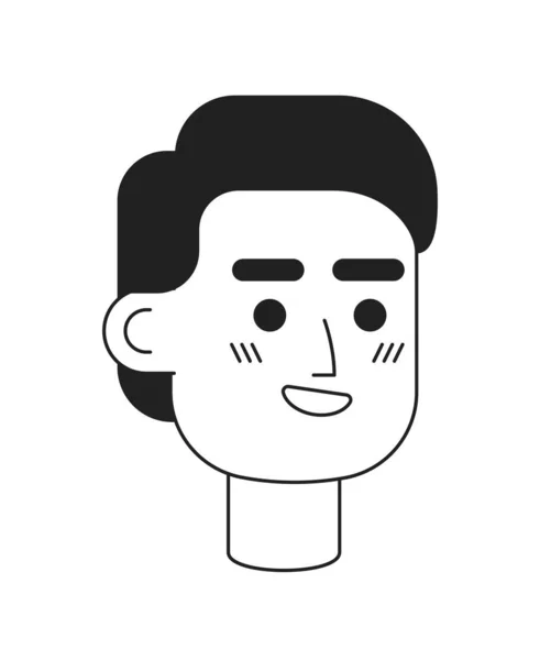 広い笑顔の男単色フラットベクトル文字の頭をしてください 幸せな男だ 編集可能な黒の白い漫画の顔の感情 手描き線形インクスポットイラスト用Webグラフィックデザイン アニメーション — ストックベクタ