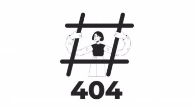 Etiket 404 hata bw animasyon. Sosyal medya kullanımı. Boş eyalet 4K video konsept görüntüleri alfa kanal şeffaflığı ile. Web sayfası için tek renkli hata flaş iletisi bulunamadı, UI tasarımı