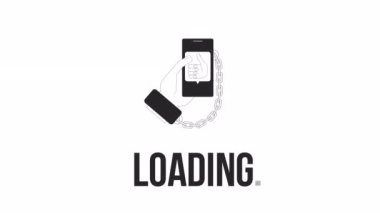 Medya bağımlılığı bw yükleyici animasyonu. 4K video görüntüsü. Cep telefonu bağımlılığı. UI, UX web tasarımı için alfa kanal şeffaflığı ile izole edilmiş monokrom yükleme süreci göstergesi