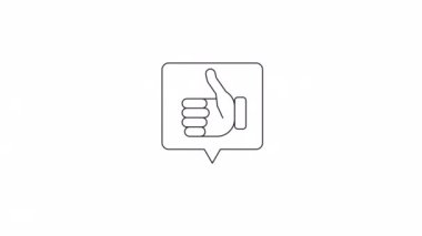 Canlandırılmış bw başparmak yukarı bildirim. Web tasarımı için siyah beyaz çizgi simgesi 4K video görüntüsü. Yüzen işaret alfa kanal şeffaflığı ile izole tek renkli düz element animasyonu