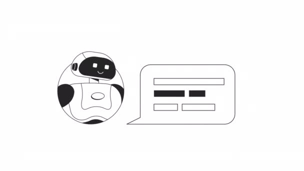 Bot Risponde Chat Animazione Animato Faq Chatbot Piatto Monocromatico Carattere — Video Stock