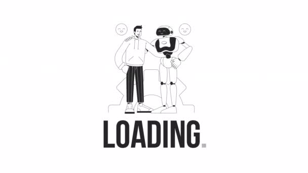 Людино Гібридна Анімація Loader Доповнення Людини Відео Запис Ізольований Монохромний — стокове відео