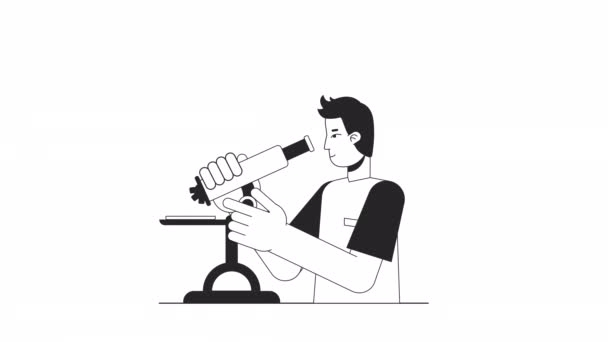 Investigación Clínica Animación Técnico Laboratorio Médico Animado Plana Monocromática Carácter — Vídeos de Stock