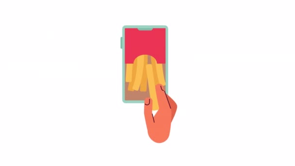 French Fries Order Online Animation Animated Picking Fried Potato Sticks — Stock Video
