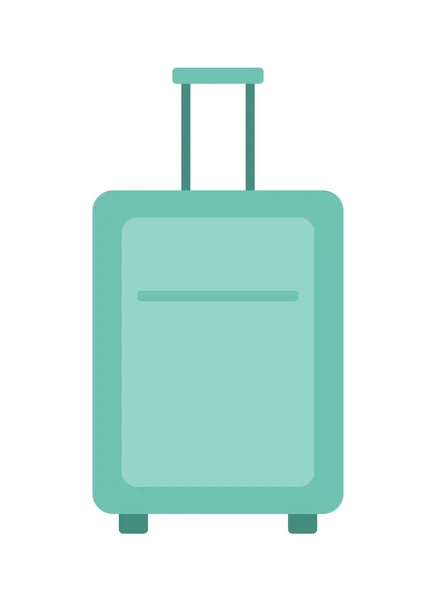 ハンドルセミフラットカラーベクトルオブジェクトとホイールのスーツケース 女性用の旅行バッグ 手荷物だ 編集可能な漫画クリップアートアイコン ウェブグラフィックデザイン アニメーションのためのシンプルなスポットイラスト — ストックベクタ
