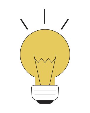 Parlak parlak ampul düz çizgi renk vektör nesnesi. Yanar döner ampul. Beyaz üzerine düzenlenebilir çizgi sanat simgesi. Web grafik tasarımı ve animasyonu için basit ana hatlı çizgi film stili illüstrasyonu