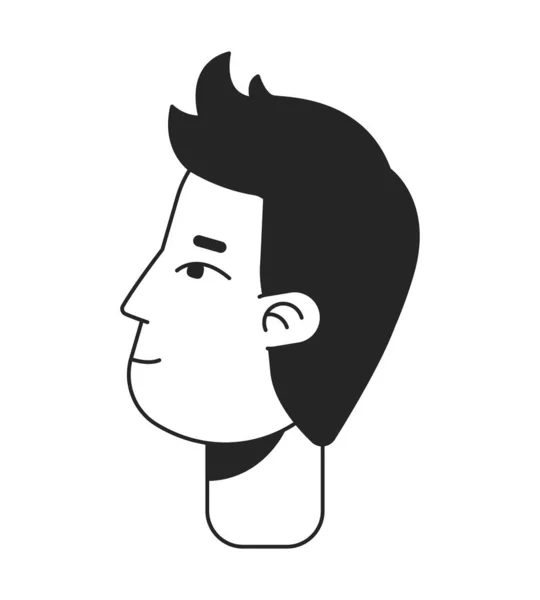 Homme Regardant Vers Haut Profil Plat Ligne Monochromatique Tête Personnage — Image vectorielle