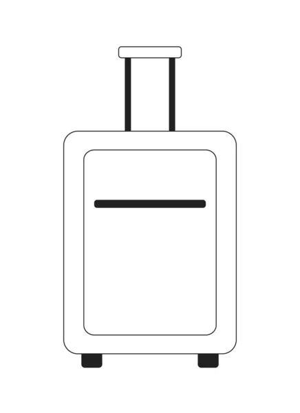 モノクロームのフラットベクトルオブジェクトを扱うホイールのスーツケース 旅行バッグ 編集可能な黒と白の細い線のアイコン Webグラフィックデザインやアニメーションのためのシンプルな漫画クリップアートスポットイラスト — ストックベクタ