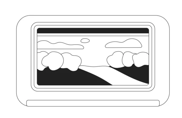 Seeing View Window Train Monochrome Flat Vector Object Landscape Editable — Stock Vector