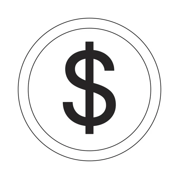 Dollar Teken Lineaire Cirkel Platte Lijn Zwart Wit Vector Pictogram — Stockvector