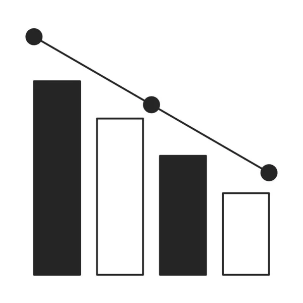 Poziomy Wykres Słupkowy Maleje Płaska Linia Czarny Biały Wektor Ikona — Wektor stockowy
