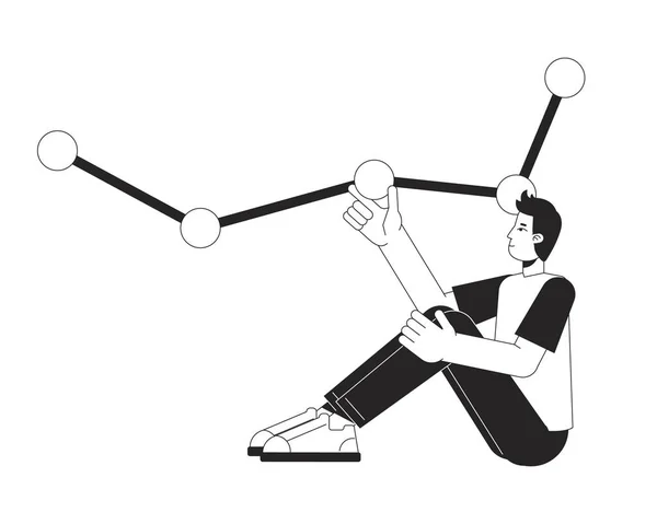 Καθιστός Άνθρωπος Γραμμικό Γράφημα Επίπεδη Γραμμή Μαύρο Λευκό Διανυσματικό Χαρακτήρα — Διανυσματικό Αρχείο