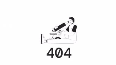 Klinik çalışmaları bw 404 animasyon. Mikroskobu olan bir bilim adamı. Boş eyalet 4K video konsept görüntüleri alfa kanal şeffaflığı ile. Web sayfası için tek renkli hata flaş iletisi bulunamadı, UI tasarımı