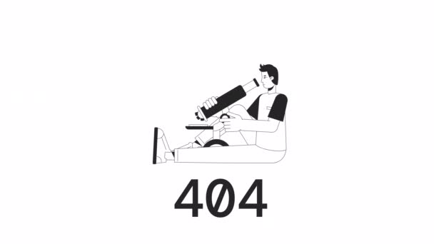 臨床研究Bw 404アニメーション 顕微鏡を持った科学者 アルファチャンネル透明度のある空の状態4Kビデオコンセプト映像 WebページのMonochromaticエラーフラッシュメッセージが見つかりません Uiデザイン — ストック動画