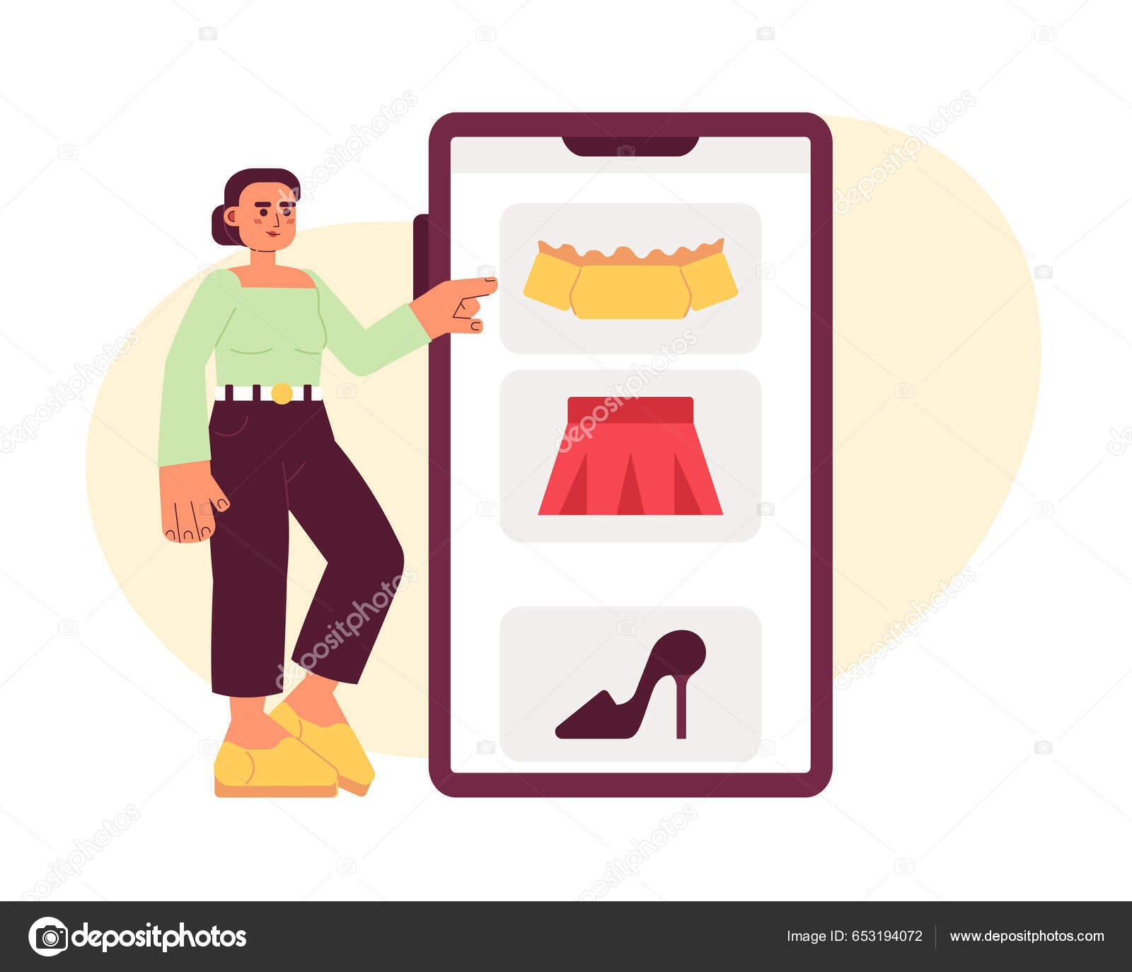 Women Clothes Online Shopping Flat Concept Vector Spot
