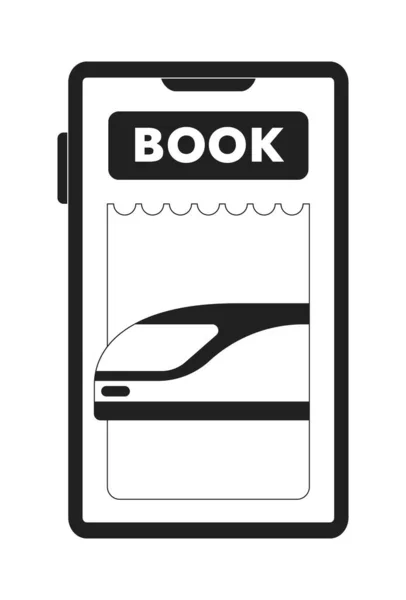 Reserva Bilhete Trem Line Através Dispositivo Móvel Monocromático Conceito Vetor — Vetor de Stock