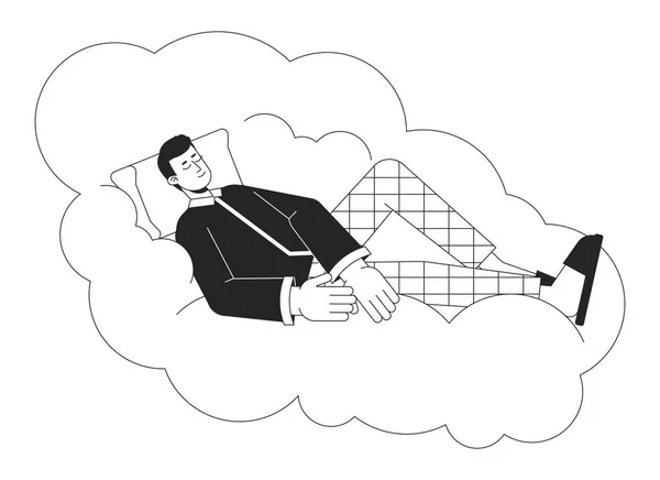 Dobranoc Zilustrowana Koncepcja Wektora Snu Człowiek Śpi Spokojnie Chmurze Kreskówka — Wektor stockowy