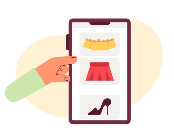 Scrolling Online Clothing Store Feed Flat Concept Vector Spot Illustration — Stock Vector