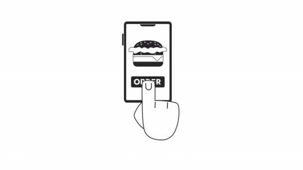 Burger Bestellen Mobile App Animation Animierte Wählen Burger Lieferung Flache — Stockvideo