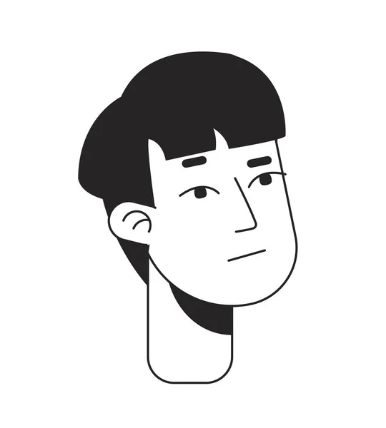 Jeune Homme Perplexe Avec Coupe Cheveux Bol Ligne Plate Tête — Image vectorielle