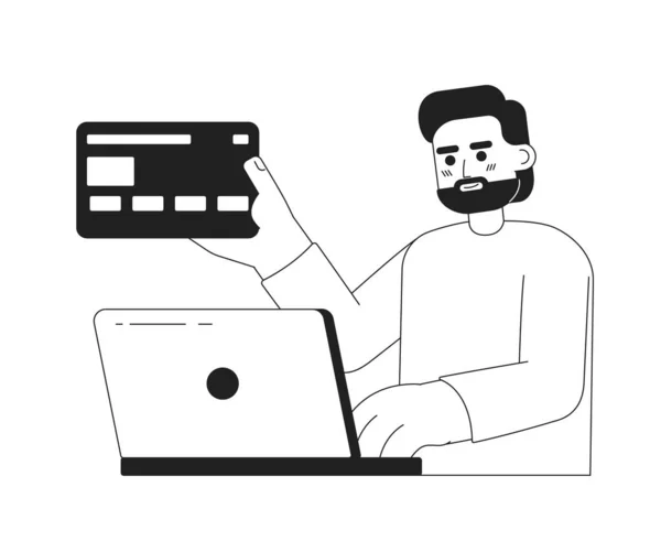 Confira Loja Online Monocromático Conceito Vetor Spot Ilustração Personagem Desenho —  Vetores de Stock