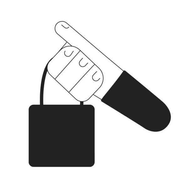 持购物袋从精品单色平面矢量第一眼手 可编辑的白色细线图标 电子商务业务 用于网页平面设计 动画的简单的Bw卡通点图像 — 图库矢量图片
