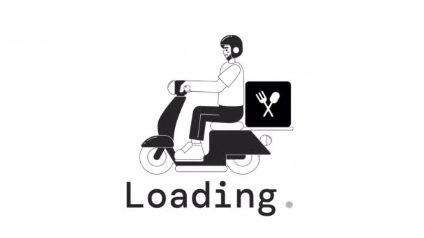 Entregue Animação Moped Loader Kit Refeições Correio Dirigindo Flash Mensagem — Vídeo de Stock