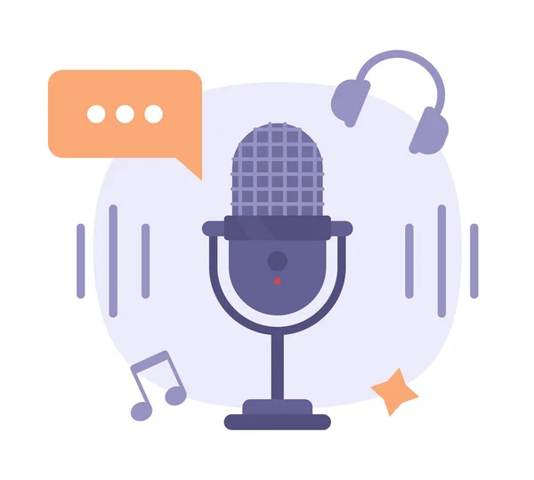 Καριέρα Στην Podcasting Επίπεδη Έννοια Διανυσματική Απεικόνιση Spot Μικρόφωνο Επεξεργάσιμο — Διανυσματικό Αρχείο