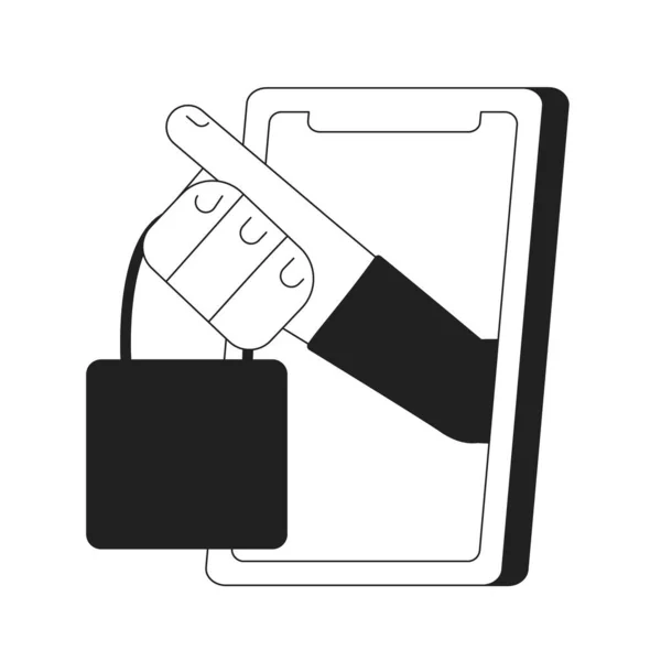 Erfolgreiches Einkaufserlebnis Mit Der Monochromen Konzeptvektorgrafik Der Mobilen App Editierbare — Stockvektor